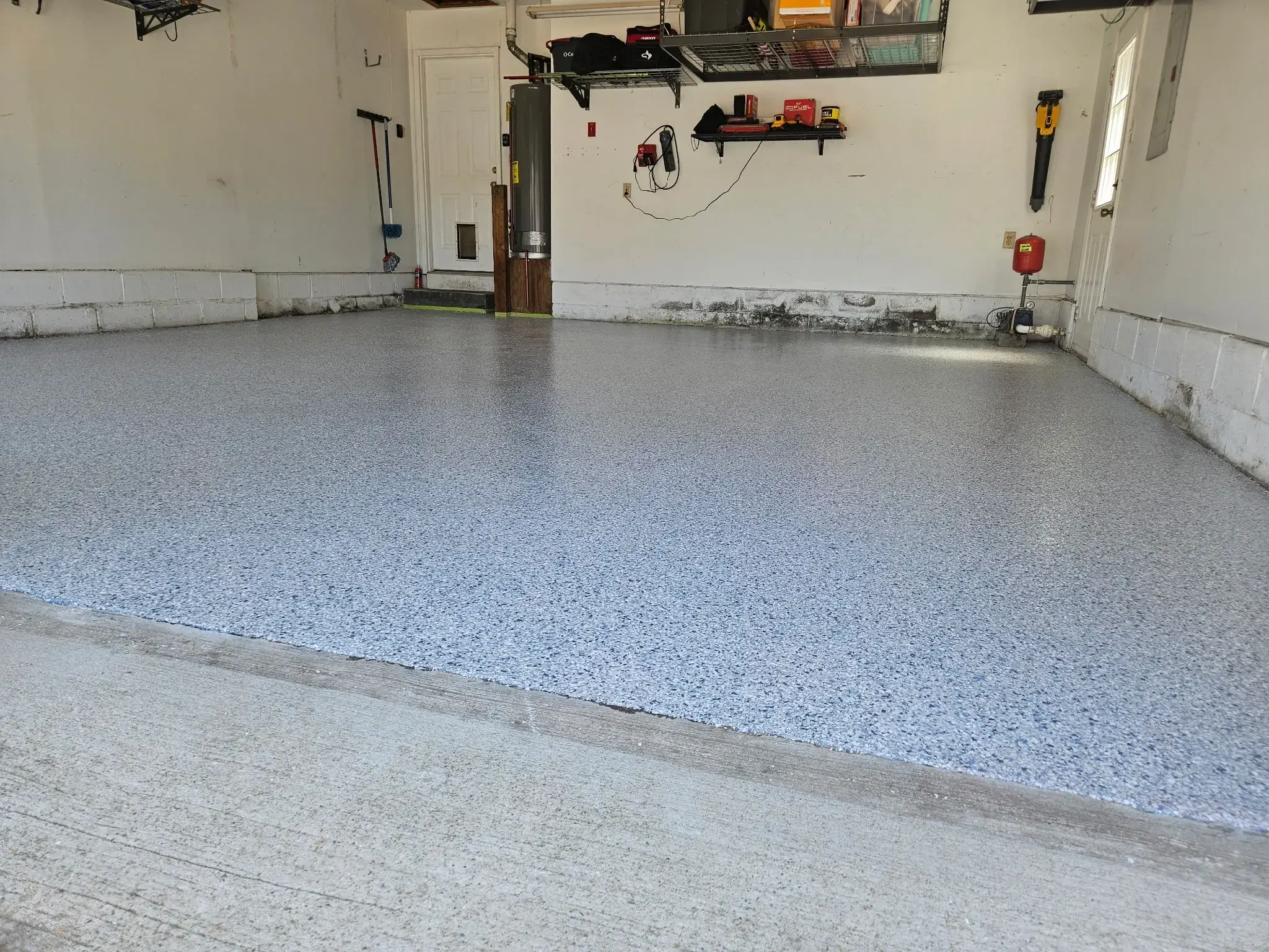 Garage floor during grinding