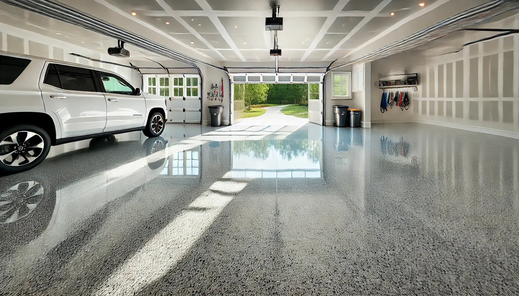 Garage floor during grinding