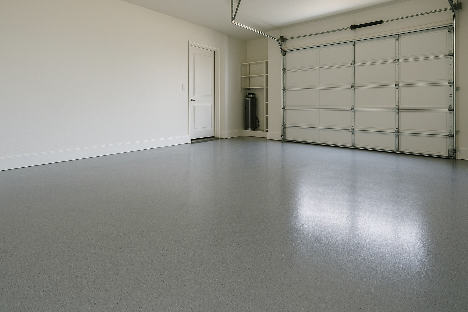 Freshly coated epoxy garage floor