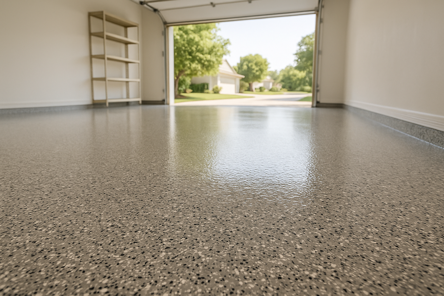 Full-flake polyaspartic garage floor