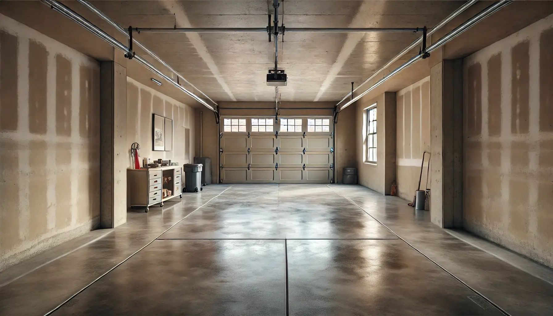 Bare concrete with oil stains